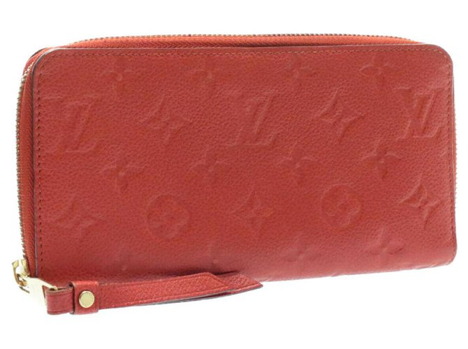 Louis Vuitton Zippy Wallet Cuir Rouge  ref.194826