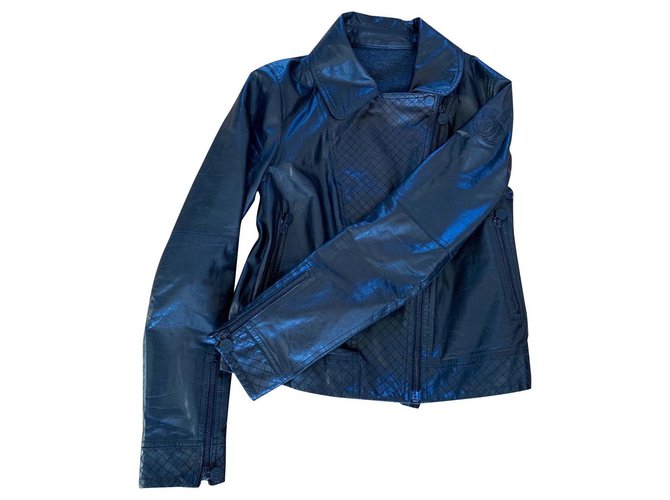 Chanel Biker jackets Black Leather  ref.194833
