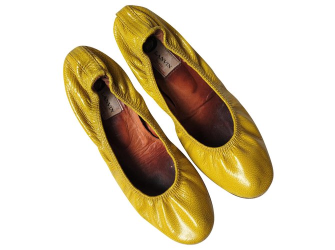 Lanvin Chartreuse leather ballet flats Green  ref.194875