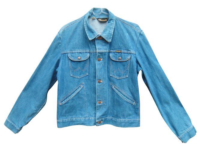 Autre Marque Giacca di jeans Wrangler azzurro chiaro cotone XS Blu chiaro