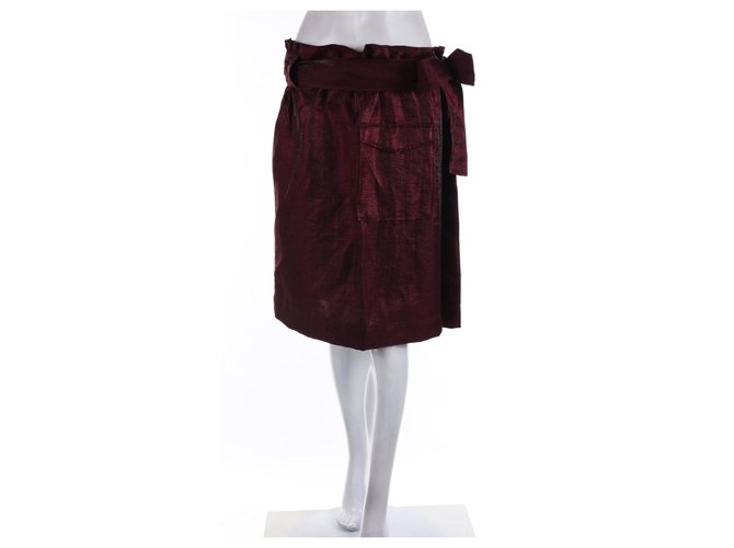 Autre Marque Skirts Dark red Linen Polyamide  ref.194945
