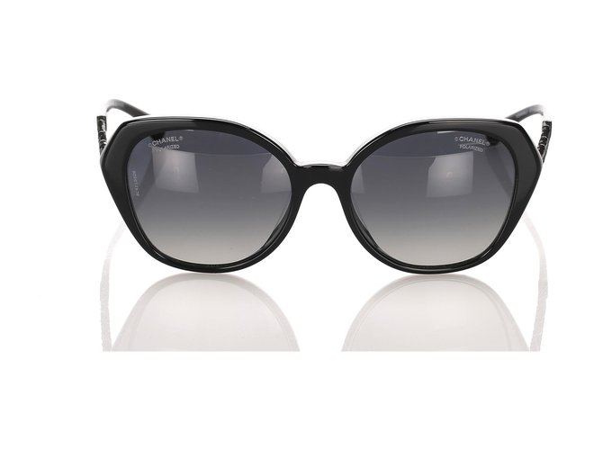 Chanel Black Cat Eye Tinted Sunglasses Plastic  ref.194947