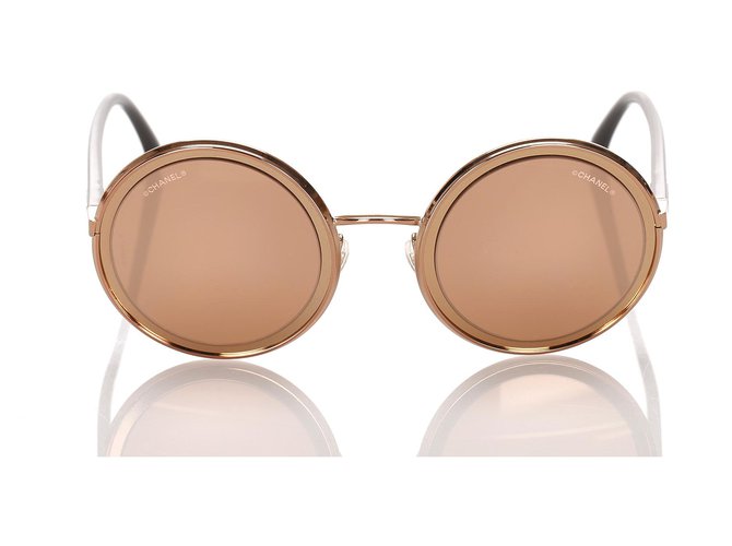 Chanel Gold 18K Round Mirror Sunglasses Pink Golden Metal Plastic  ref.194961 - Joli Closet