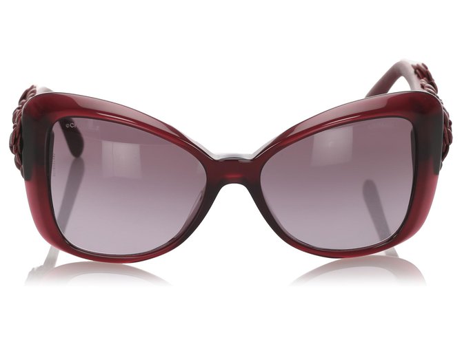 Chanel Red Camellia Butterfly Tinted Sunglasses Plastic  ref.194966