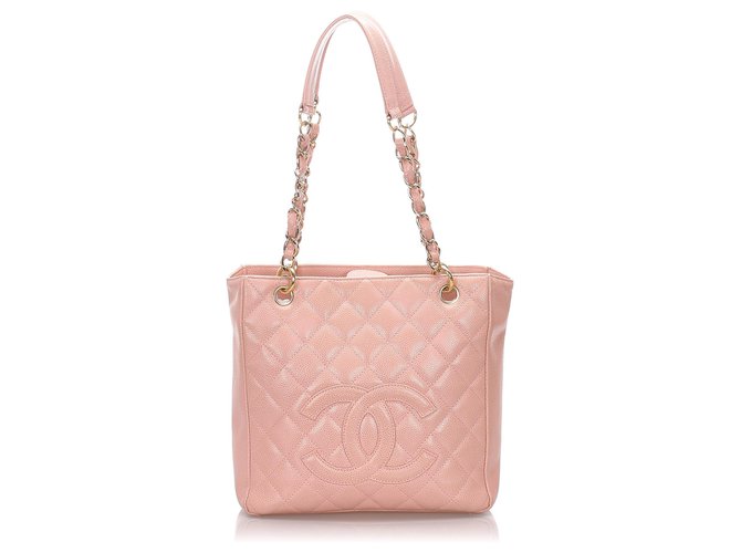 Chanel Pink Caviar Petite Shopping Tote Leather  ref.194967