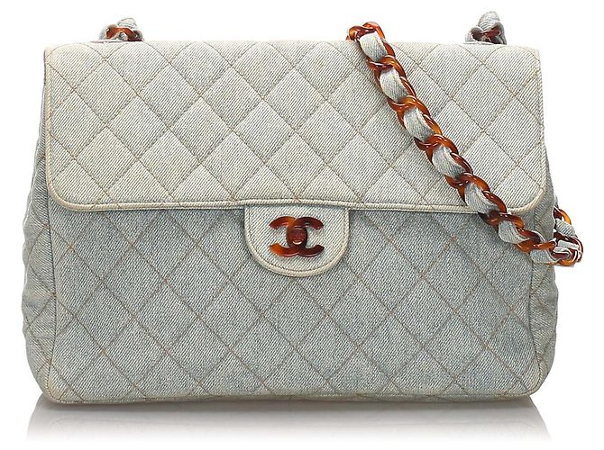 Chanel Blue Matelasse Denim Flap Bag Azul