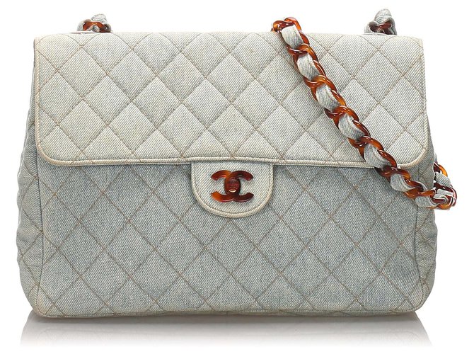 Chanel Blue Matelasse Denim Flap Bag Cloth ref.194975 - Joli Closet