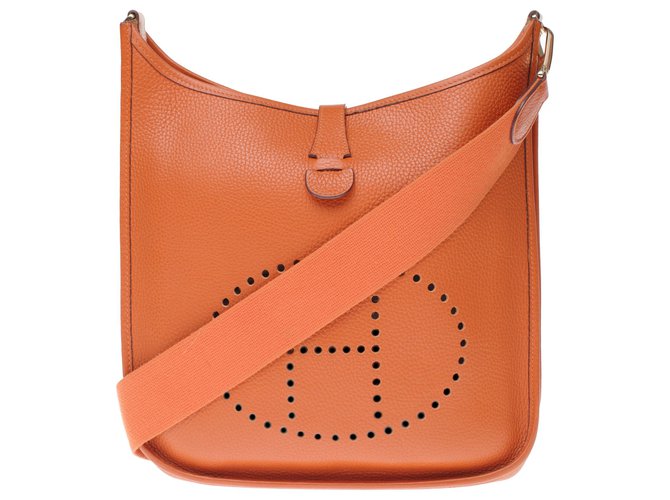 Hermès Evelyne GM Tasche (Großes Modell) Orangefarbenes Togo-Leder
