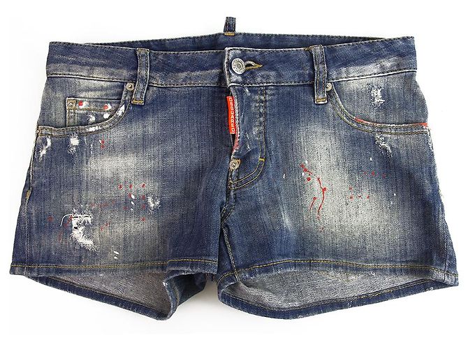 Dsquared2 Dsquared 2 D2 Blue Distressed Demin Jeans Sommer Button Shorts Größe 38