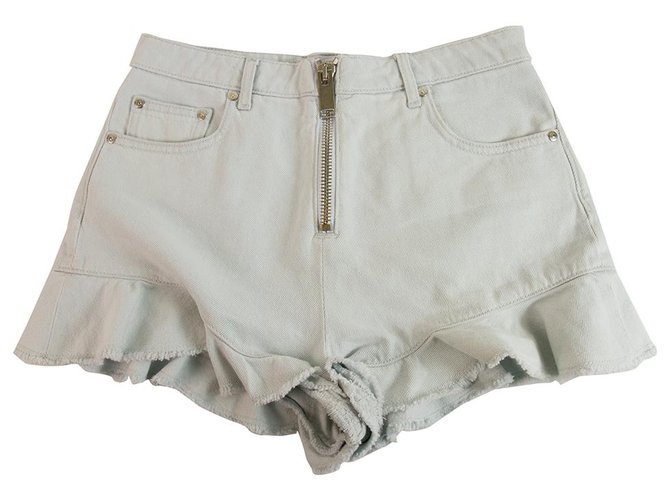 MSGM Milano Light Blue Exposed Zipper Ruffled Summer Cotton Shorts size 42  ref.195051
