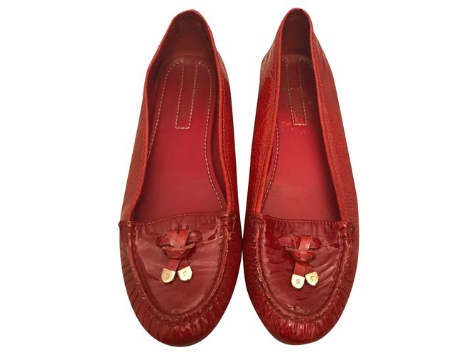 Sergio Rossi Red moccasins Patent leather  ref.195090