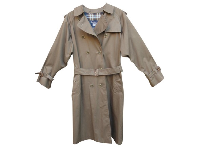 womens Burberry vintage t trench coat 40 Dark brown Cotton Polyester  ref.195142