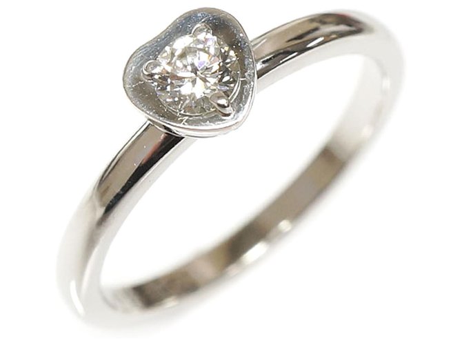Cartier Silver Diamants Legers Heart Diamond Solitaire Anillo Plata Metal  ref.195373