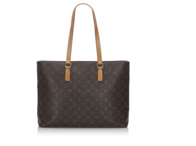 Louis Vuitton Brown Monogram Luco Tote Leather Cloth  ref.195396