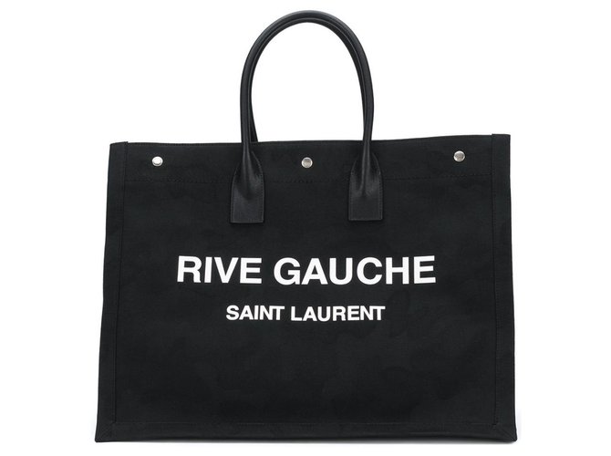 Cabas Saint Laurent Rive Gauche nouveau Coton Noir  ref.195490