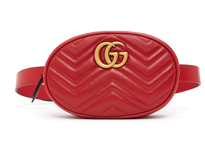 Gucci SAC CEINTURE GG MARMONT RED NEW Cuir Rouge  ref.195515