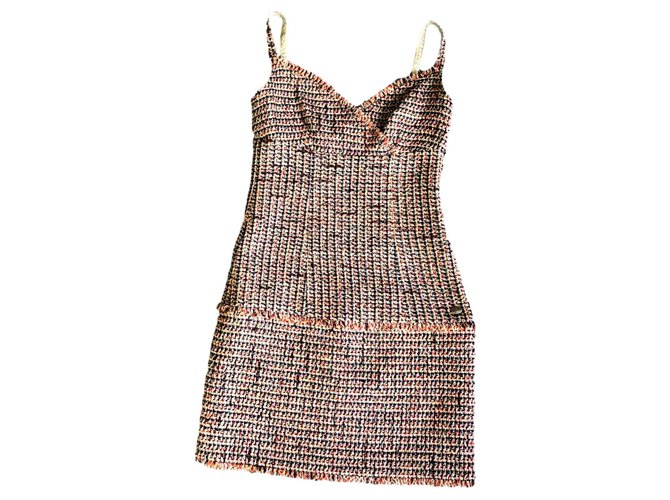 Chanel robe d'été en tweed Multicolore  ref.195527