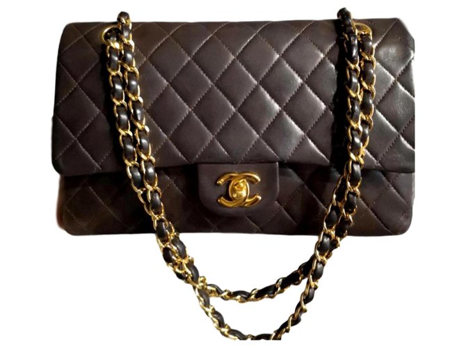 Rare Chanel Chocolate Brown lambskin medium timeless classic flap bag  Leather ref.195540 - Joli Closet