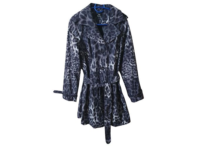 Gabardina Dennis Basso Estampado Leopardo Gris M Multicolor