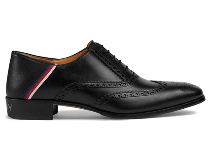 Gucci Black Sylvie Web Brogues Multiple colors Leather Pony-style calfskin  ref.195579