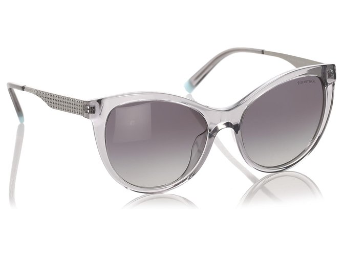 Tiffany & Co Tiffany Gray Cat Eye Tinted Sunglasses Grey Plastic  ref.195601