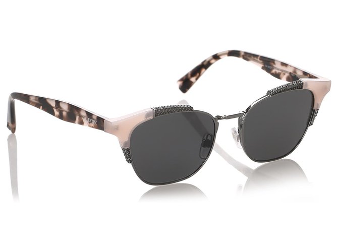 Valentino Pink Square Tinted Sunglasses Grey Plastic  ref.195607