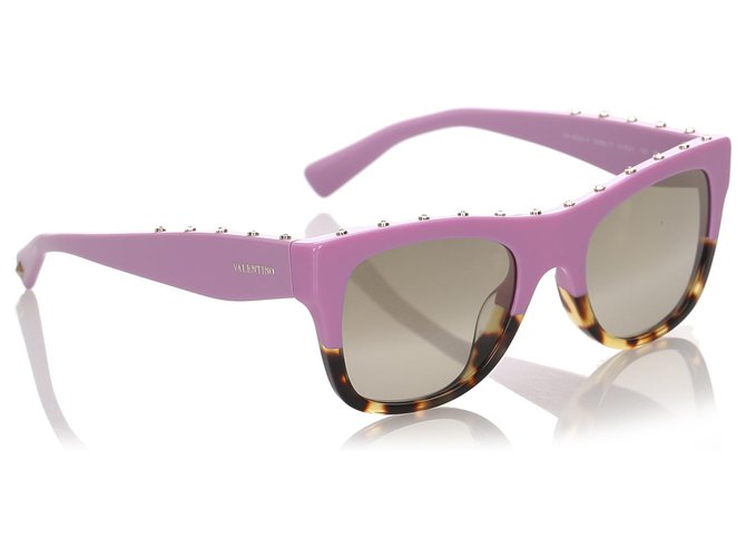 Óculos de sol Valentino Pink Square Mirror Marrom Rosa Plástico  ref.195624