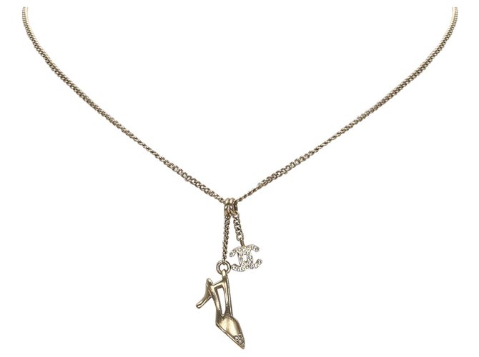 Chanel Gold CC and Shoe Pendant Necklace Golden Metal  ref.195632