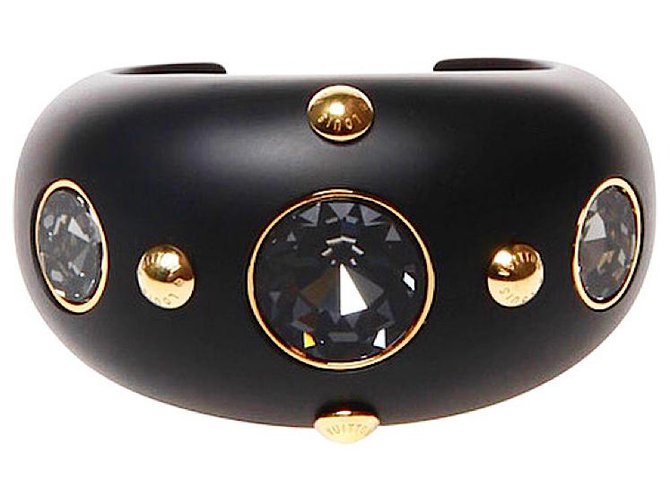 Louis Vuitton Limited Edition Runway Black Resin w/ Crystals “Over the Rainbow” Bangle  ref.195828