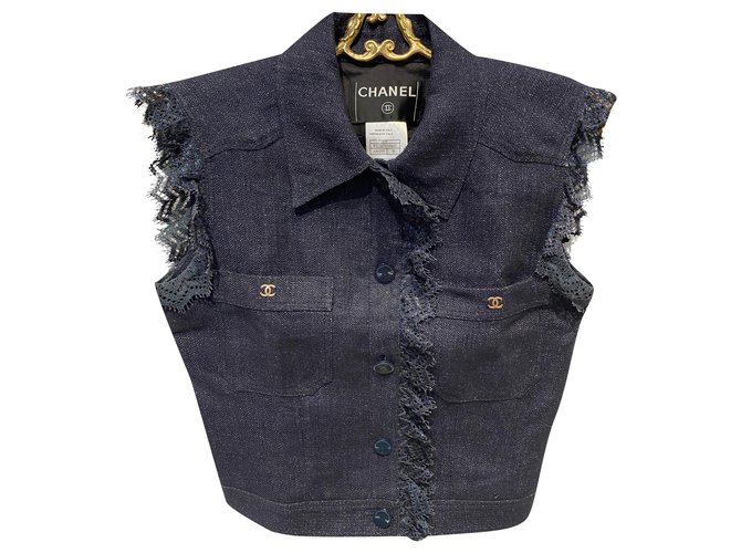Chanel Jackets Blue Linen  ref.195657