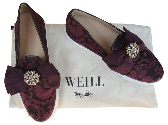 Weill p slippers 38 new condition Dark red Leather Lace  ref.195707