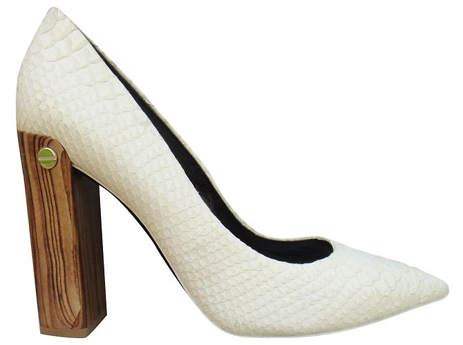 Neil Barrett Python Style Leather Pumps White Size 36