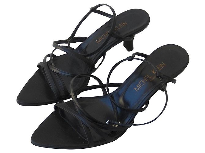Sandali Michel Klein in pelle neri 36 Nero