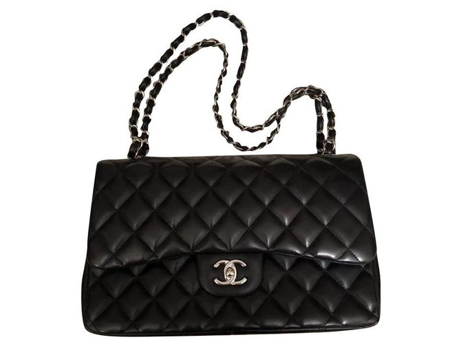 Chanel Timeless Classic Jumbo Bag Black Leather  ref.195867