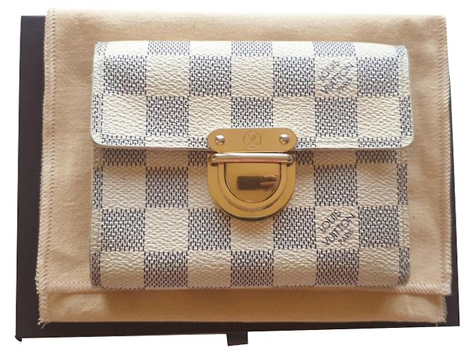 Louis Vuitton Koala Wallet Azure Damier Checkerboard White