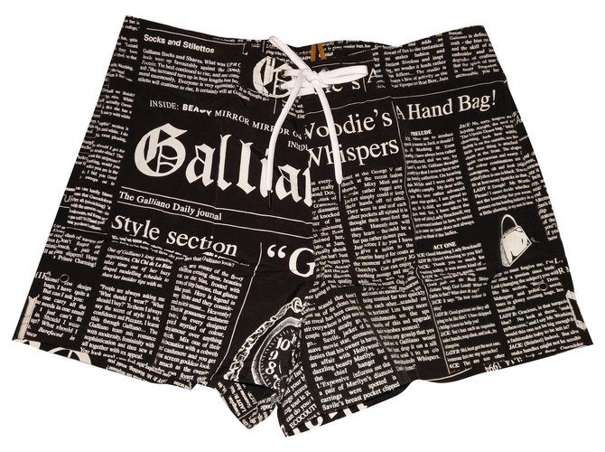 Neuf John Galliano Newspaper... Short de bain Underwear T/3 soit 42FR Polyamide Noir  ref.195885
