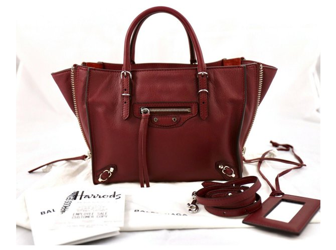 Balenciaga A6 Zip around paper Dark red Lambskin  ref.195889