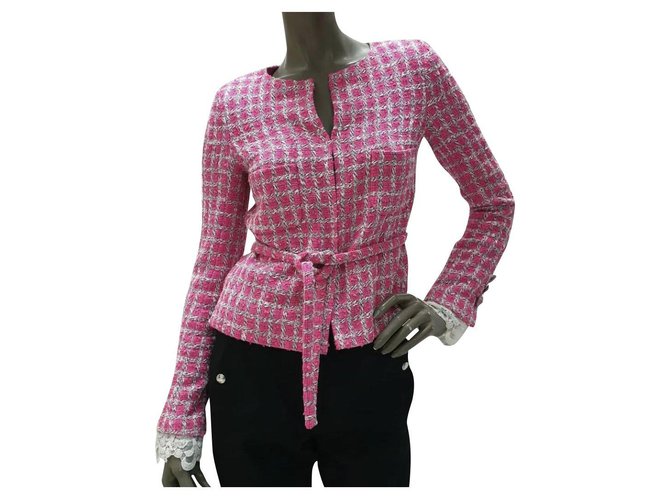 Chaqueta de tweed rosa CHANEL Sz.36  ref.195941