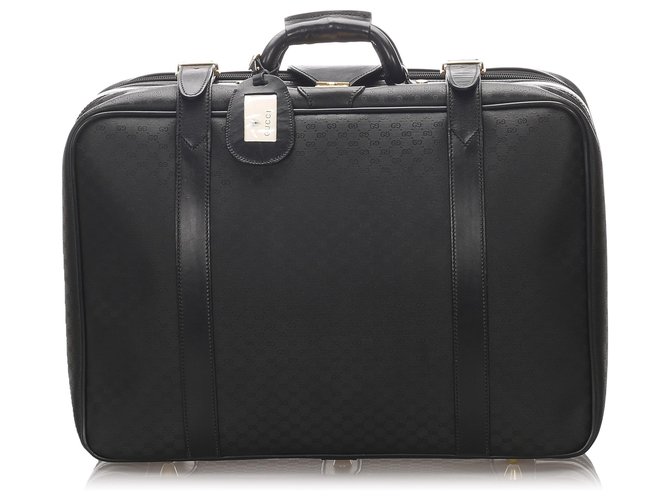 Gucci Black Micro GG Travel Bag Leather Cloth Pony-style calfskin Cloth  ref.195955