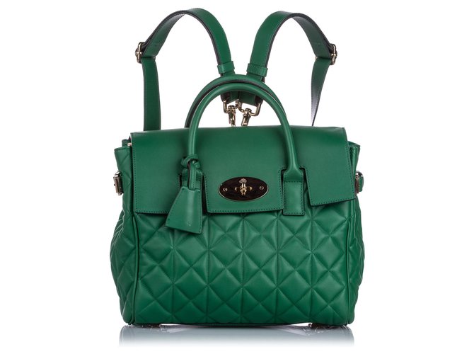 Mulberry Green Cara Delevigne Quilted Leather Backpack Pony-style calfskin  ref.195971