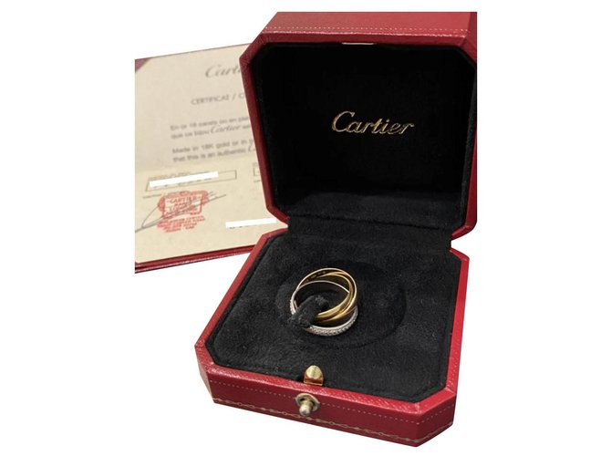 Love Anel Cartier Trinity em ouro branco, ouro amarelo, ouro rosa e diamantes Dourado  ref.196097