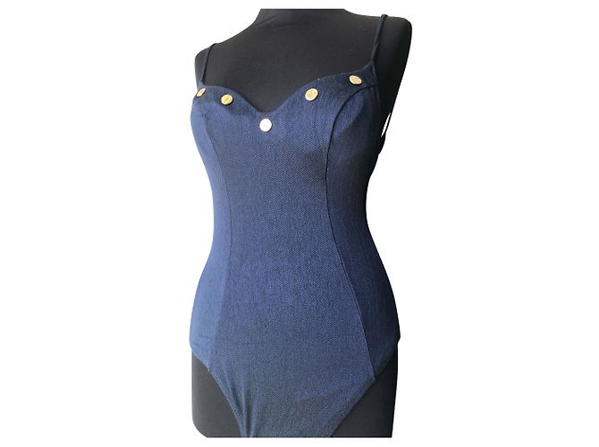 Bañador Dior azul marino efecto denim logo CD
