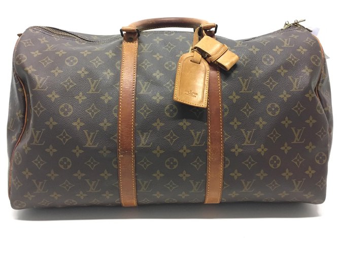 Louis Vuitton Keepall 50 Castaño Lienzo  ref.196269