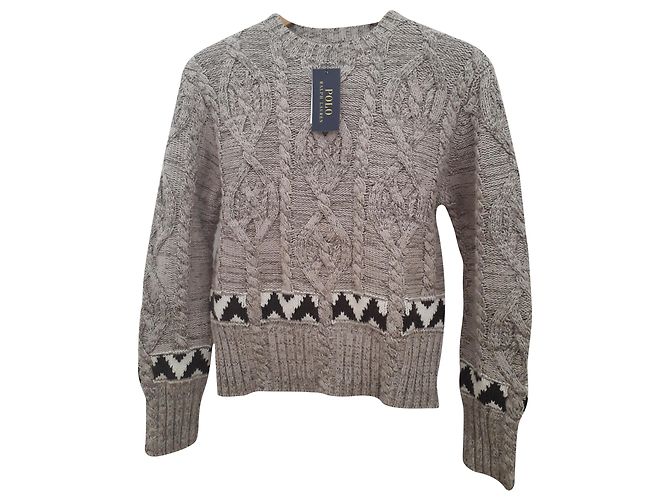 Polo Ralph Lauren Rundhalspullover für Damen Beige Roh Hellbraun