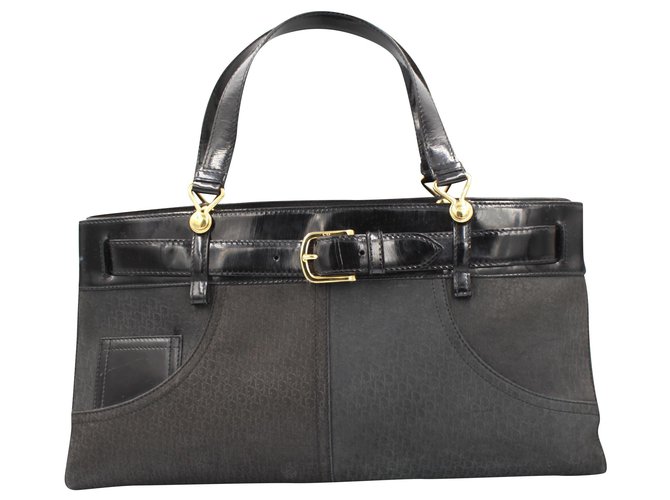 Dior Jeans tote handbag in leather Black  ref.196356