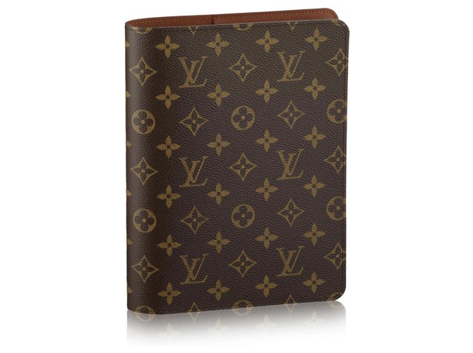 Louis Vuitton agenda cover in monogram canvas and brown leather