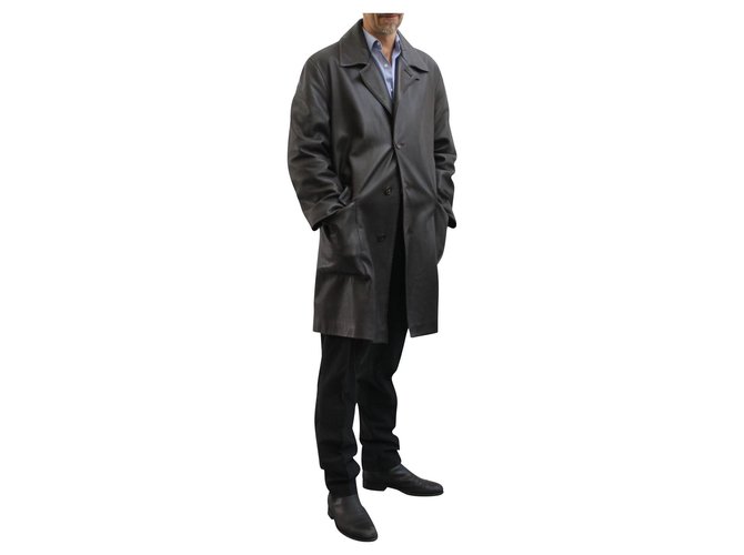 Autre Marque Men's Seraph Coat Dark brown Leather Cashmere  ref.196415