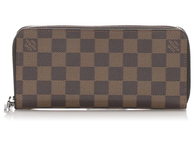 Louis Vuitton Brown Damier Ebene Zippy Wallet Cloth  ref.196499
