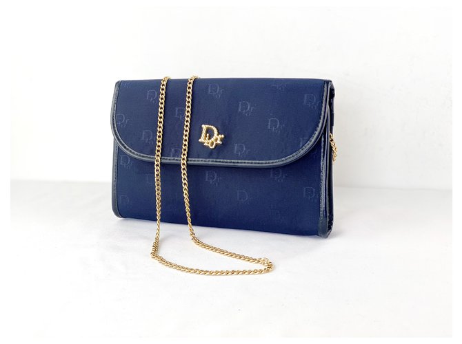Christian Dior Handtaschen Marineblau Leinwand  ref.196623