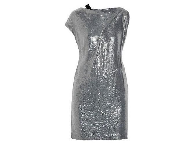 Diane Von Furstenberg DvF Mara Seidenpaillettenkleid NEU Silber